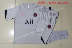 2021-2022 Paris SG Light Gray Short-sleeved Thailand Soccer Tracksuit Uniform-815