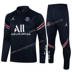 2021-2022 Jordan Paris SG Royal Blue Thailand Soccer Tracksuit Uniform-815