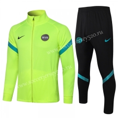 2021-2022 Inter Milan Fluorescent Green High Collar Thailand Soccer Jacket Uniform-815