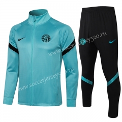 2021-2022 Inter Milan Green High Collar Thailand Soccer Jacket Uniform-815
