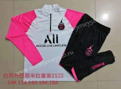 2021-2022 Jordan Paris SG White Pink Sleeved Kids/Youth Tracksuit Uniform-815