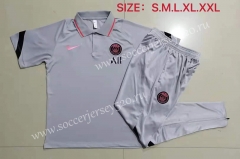 2021-2022 PSG Light Gray Thailand Polo Uniform-815