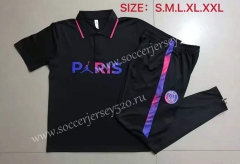 With Ad 2021-2022 Jordan PSG Black Thailand Polo Uniform-815