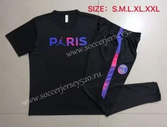 2021-2022 Jordan Paris SG Black Thailand Soccer Tracksuit Uniform-815