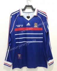 Retro Version 1998 France Home Blue LS Thailand Soccer Jersey AAA-811