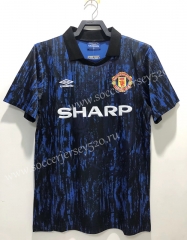 Retro Version 1993 Manchester United Away Blue&Black Thailand Soccer Jersey AAA-811