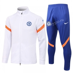 2021-2022 Chelsea High Collar White Thailand Soccer Jacket Uniform-815
