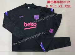 2021-2022 Barcelona Black Thailand Soccer Tracksuit-815