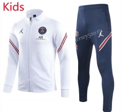 2021-2022 Paris SG Jordan White Kids/Youth Soccer Jacket Uniform-GDP