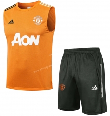 2021-2022 Manchester United Orange Thailand Soccer Vest Tracksuit -815