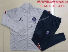 2021-2022 Jordan Paris SG Light Gray High Collar Thailand Soccer Jacket Unifrom-815