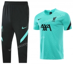 2021-2022 Liverpool Green Short-sleeved Thailand Soccer Tracksuit-LH