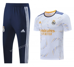 （Cropped trousers）2021-2022 Real Madrid White Short-Sleeve Thailand Soccer Tracksuit-LH