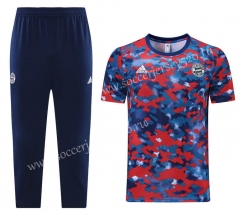 （Cropped trousers）2021-2022 Bayern München Red&Blue Short-sleeved Thailand Soccer Tracksuit-LH