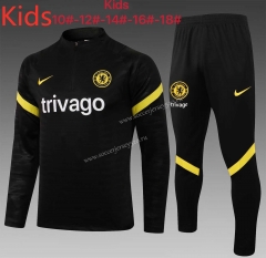 2021-2022 Chelsea Black Kids/Youth Thailand Soccer Tracksuit-815