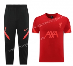 (Cropped trousers)2021-2022 Liverpool Red Short-sleeved Thailand Soccer Tracksuit-LH