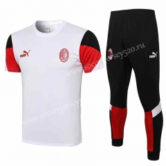 2021-2022 AC Milan White Short-Sleeved Thailand Soccer Tracksuit-815