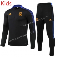 2021-2022 Real Madrid Black Kids/Youth Soccer Tracksuit-GDP