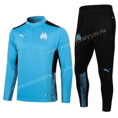 2021-2022 Olympique de Marseille Blue Thailand Soccer Tracksuit Uniform-411