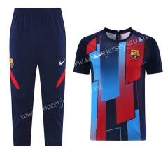 (Cropped trousers)2021-2022 Barcelona Royal Blue Short-Sleeved Thailand Soccer Tracksuit-GDP