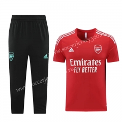 (Cropped trousers)2021-2022 Arsenal Red Short-Sleeve Thailand Soccer Tracksuit-LH