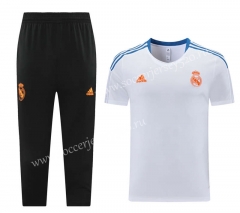 (Cropped trousers)2021-2022 Real Madrid White Short-Sleeve Thailand Soccer Tracksuit-LH