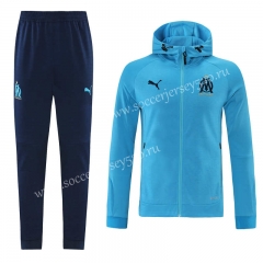 2021-2022 Olympique Marseille Light Blue Thailand Soccer Jacket Uniform With Hat-LH