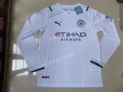 2021-2022 Manchester City Away White LS Thailand Soccer Jersey AAA