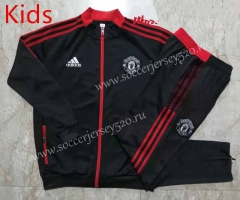 2021-2022 Manchester United Black High Collar Kids/Youth Soccer Jacket Uniform-815