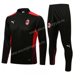 2021-2022 AC Milan Black Thailand Soccer Tracksuit Uniform-815