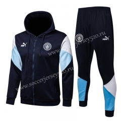 2021-2022 Manchester City Royal Blue Thailand Soccer Jacket Uniform With Hat-815