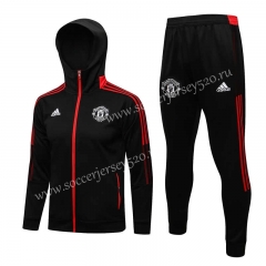 2021-2022 Manchester United Black Thailand Jacket Uniform With Hat-815