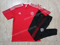 2021-2022 Manchester United Red Short-sleeved Thailand Soccer Tracksuit-815