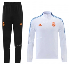 2021-2022 Real Madrid White Webbing Thailand Soccer Tracksuit-LH