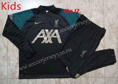 2021-2022 Liverpool Black （Green sleeves）Kids/Youth Thailand Soccer Tracksuit-815