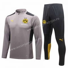 2021-2022 Borussia Dortmund Light Grey Thailand Soccer Tracksuit-815