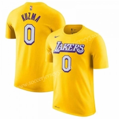 Los Angeles Lakers NBA Yellow #0 Cotton T Jersey-CS