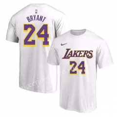 Los Angeles Lakers NBA White #24 Cotton T Jersey-CS