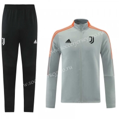 2021-2022 Juventus Grey(Orange Webbing) Thailand Jacket Uniform-LH