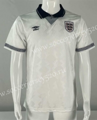 Retro Version 1990 England Home White Thailand Soccer Jersey-503