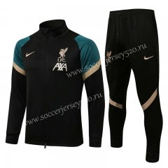 2021-2022 Liverpool Black (Green Sleeves) Thailand Soccer Jacket Uniform-815