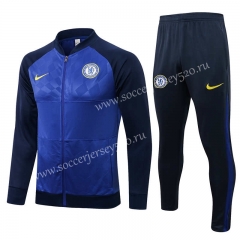 2021-2022 Chelsea Blue Low Collar Thailand Soccer Jacket Uniform-815