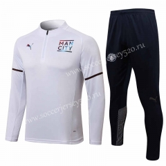 2021-2022 Manchester City White Thailand Soccer Tracksuit-815