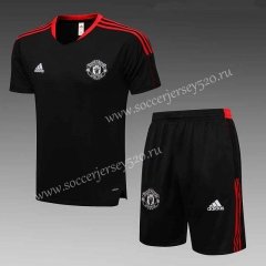 2021-2022 Manchester United Black Thailand Training Soccer Uniform-815
