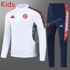 2021-2022 Bayern München  White Kids/Youth Tracksuit Uniform-GDP