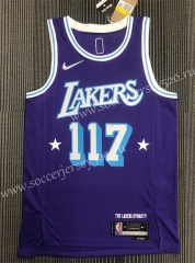 X-BOX Signed Version 21-22 75th Anniversary Los Angeles Lakers Purple #117 NBA Jersey-311