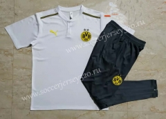 2021-2022 Borussia Dortmund White Short Sleeve Thailand Soccer Tracksuit Uniform-815