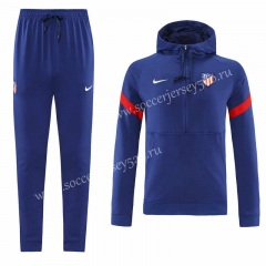 2021-2022 Atletico Madrid Color Blue Thailand Soccer Tracksuit With Hat-LH