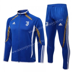 2021-2022 Juventus Color Blue High Collar Thailand Soccer Jacket Uniform-815