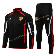 2021-2022 Manchester United Black High Collar Thailand Soccer Jacket Uniform-815